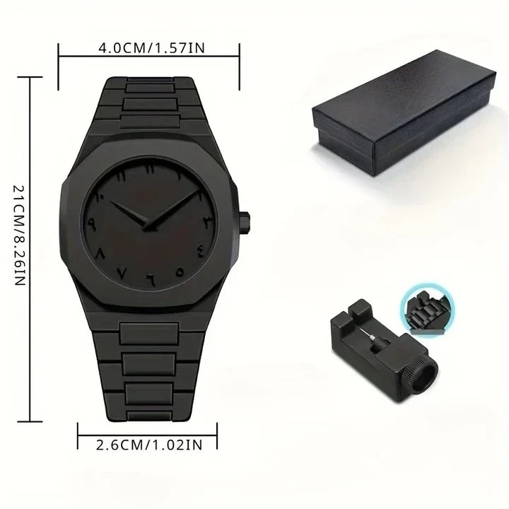 Men's Black Stainless Steel Watch with Arabic Numerals – Japan Miyota Quartz