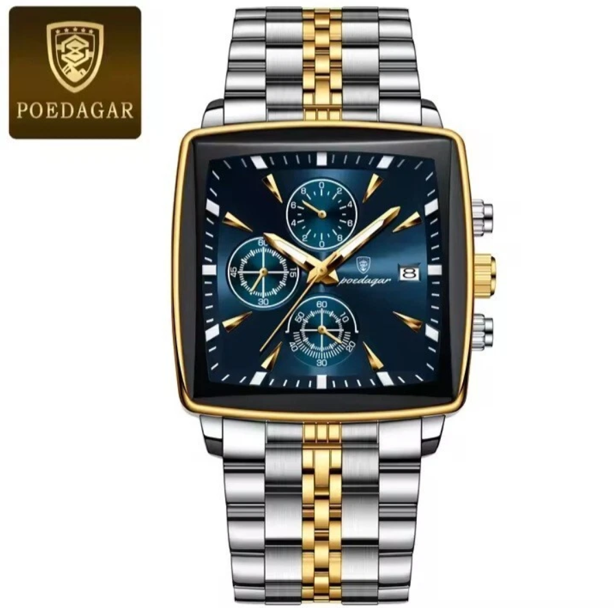 POEDAGAR Fashion Men Watch — Luminous Waterproof Chronograph Date Wristwatch