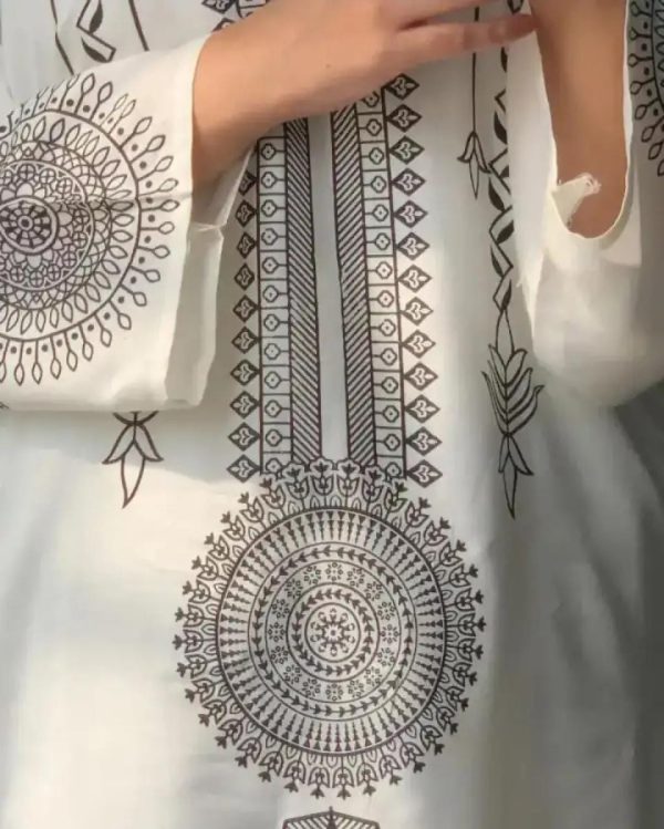 2 Pcs Women’s Stitched Saphire Print Linen Casual Wear For Women