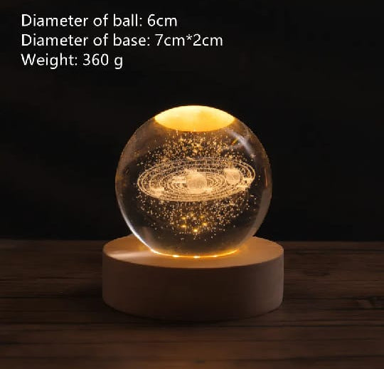 3d Galaxy Solar System Crystal Ball Night Light
