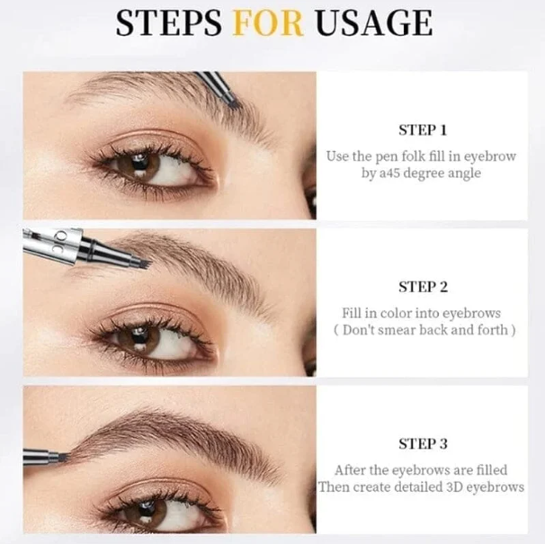 2024 Upgraded Model - 3D Waterproof Microblading Eyebrow Pen 4 Fork Tip Tattoo Pencil