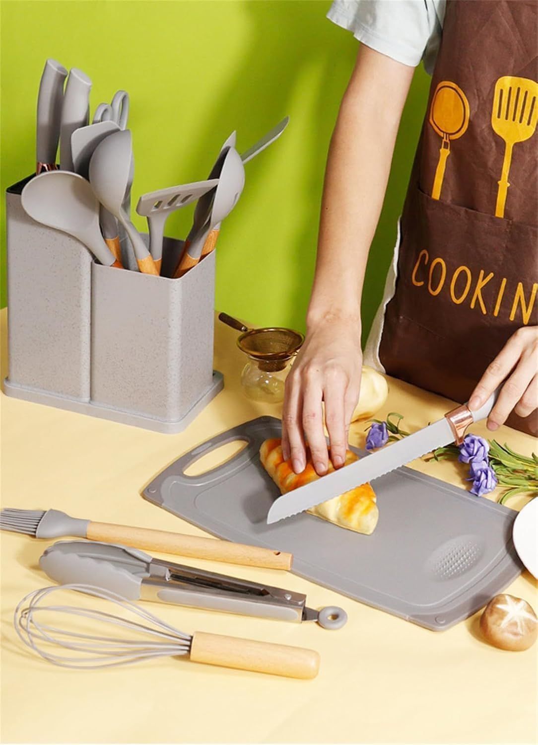 19 Pcs Kitchen Cooking Utensils and Knife Set